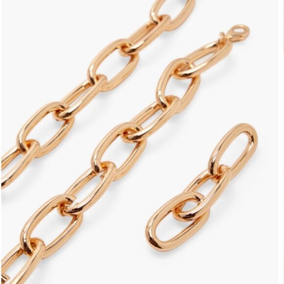 Gold Oval Chain Link Necklace Bracelet Earrings Set - Picture 3 of 7